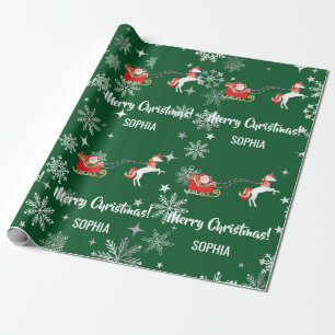 Sinterklaas slee eenhoorn sneeuwvlokken gepersonal cadeaupapier
