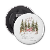 Sinterklaas, Sleigh, Cadeaus Forest Christmas Button Flesopener (Voorkant)