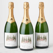Sinterklaas, Sleigh, Cadeaus Forest Christmas Sparkling Wijnetiket (Flessen)
