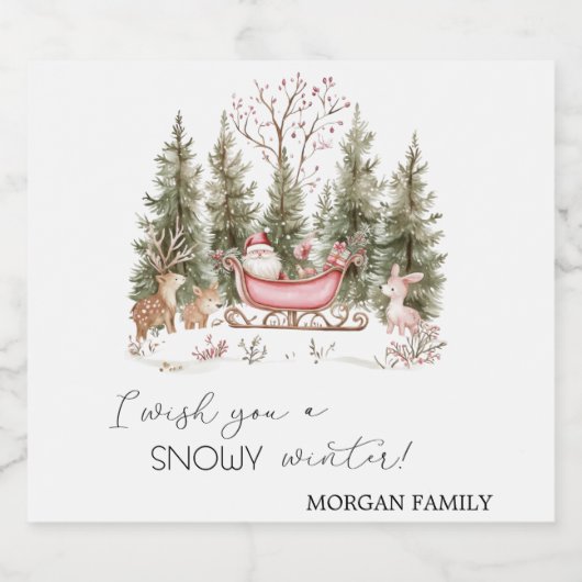 Sinterklaas, Sleigh, Cadeaus Forest Christmas Sparkling Wijnetiket (Enkel label)