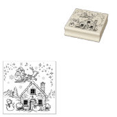 Sinterklaas, sneeuwman ,en rendier 	rubberstempel (Gestempeld)