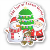 Sinterklaas, Sneeuwman, Teddybeer Kerstmis Sticker (Voorkant)