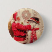 Sinterklaas Sneeuwman Winterkerst Ronde Button 5,7 Cm (Voorkant)