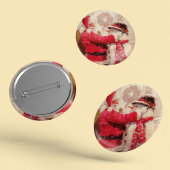 Sinterklaas Sneeuwman Winterkerst Ronde Button 5,7 Cm