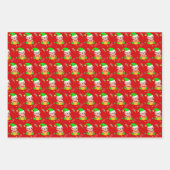 Sinterklaas, Snoep Munt, Kerstmis op rood Inpakpapier Vel (Voorkant 3)