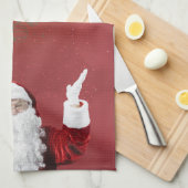 Sinterklaas, Snowflakes, rood Theedoek (Quarter Fold)