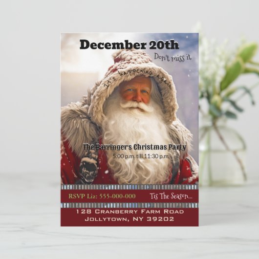 Sinterklaas Snowy Trail Kerstfeest uitnodiging (Staand voorkant)