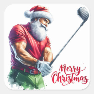Sinterklaas speelt golf tijdens de feestdagen vierkante sticker