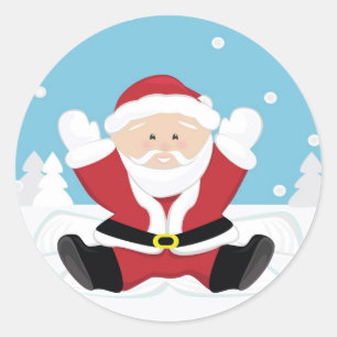 Sinterklaas speelt op sneeuw. ronde sticker