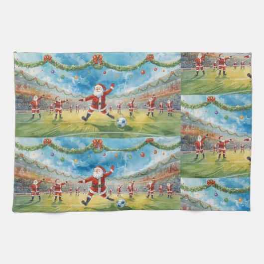 Sinterklaas speelt voetbalkerst theedoek (Horizontaal)