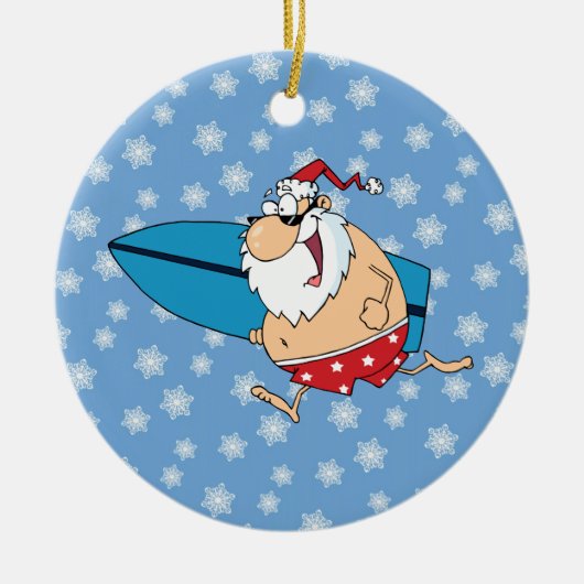 Sinterklaas Surfen Keramisch Ornament (Voorkant)