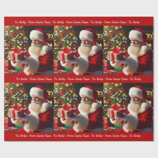 Sinterklaas Toevoegen Boy Girl's Name Christmas Gr Cadeaupapier (Vlak)