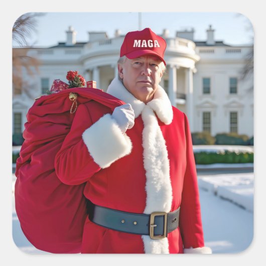Sinterklaas Trump met MAGA-Pet Vierkante Sticker (Voorkant)
