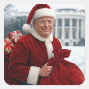 Sinterklaas Trump met rode geschenkzak Vierkante Sticker