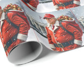 Sinterklaas Trump met rode zak Cadeaupapier (Rol Hoek)