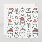 Sinterklaas Vader Kerstcadeaus Line Art Feestdagenkaart (Voorkant / Achterkant)