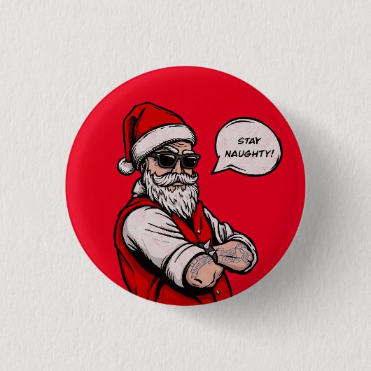Sinterklaas verblijf stout grappig kerst ronde button 3,2 cm (Voorkant)
