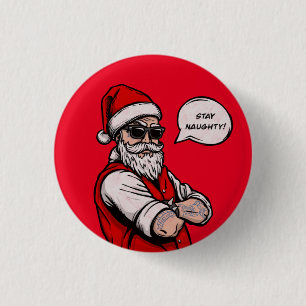 Sinterklaas verblijf stout grappig kerst ronde button 3,2 cm