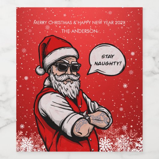 Sinterklaas verblijf stout grappig kerst wijn etiket (Enkel label)