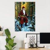 Sinterklaas verloren in het bos | AI Art Poster (Thuiskantoor)