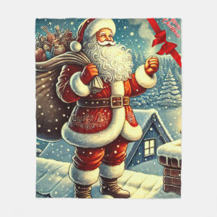 Sinterklaas Vintage Vrolijk Kerstfeest Fleece Deken