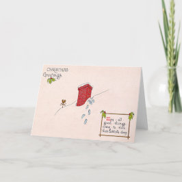 Sinterklaas Voetafdrukken Schoorsteen Sneeuw Weath Feestdagen Kaart