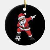 Sinterklaas Voetbal Dabbing Kerstman Gift Kerstmis Keramisch Ornament (Voorkant)
