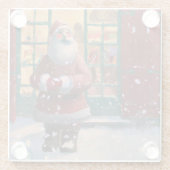 Sinterklaas voor Speelgoed AI Art Glazen Onderzetter (Achterkant)