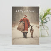 Sinterklaas' winterreis door het bos feestdagenkaart (Staand voorkant)