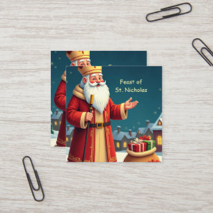 Sinterklaasdag glimlacht en warme wensen vierkante visitekaartje