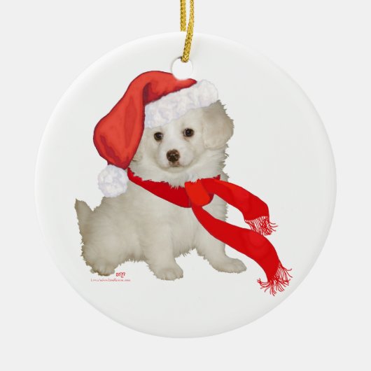Sinterklankkoppeling / Bichon-mix Keramisch Ornament (Voorkant)