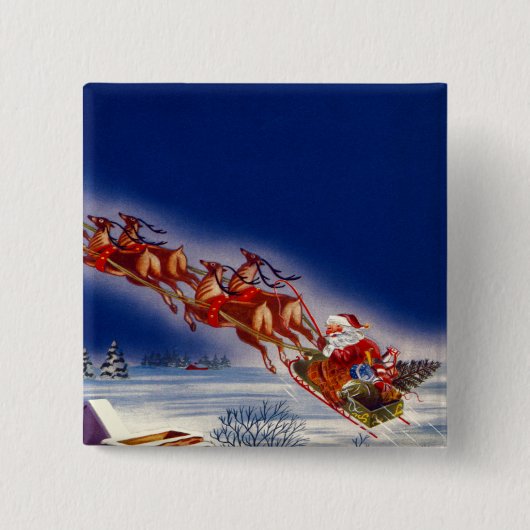 Sinterklon zijn sleigh vierkante button 5,1 cm (Voorkant)