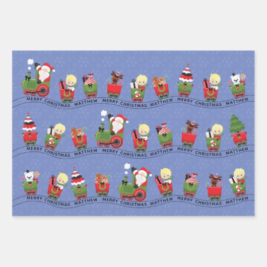 Sinterman en eenling op trein inpakpapier vel (Voorkant 2)