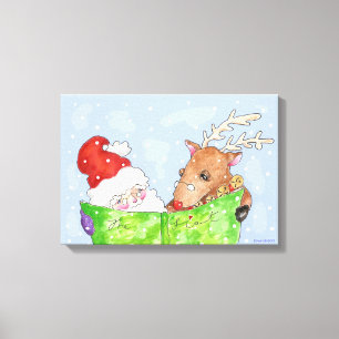 Sinterman en Rudolf met de lijst Canvas Afdruk