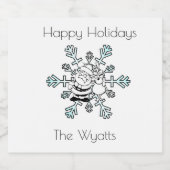 Sinterman en zijn favoriete rendiersnowflake bier etiket (Enkel label)