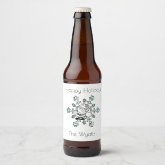 Sinterman en zijn favoriete rendiersnowflake bier etiket