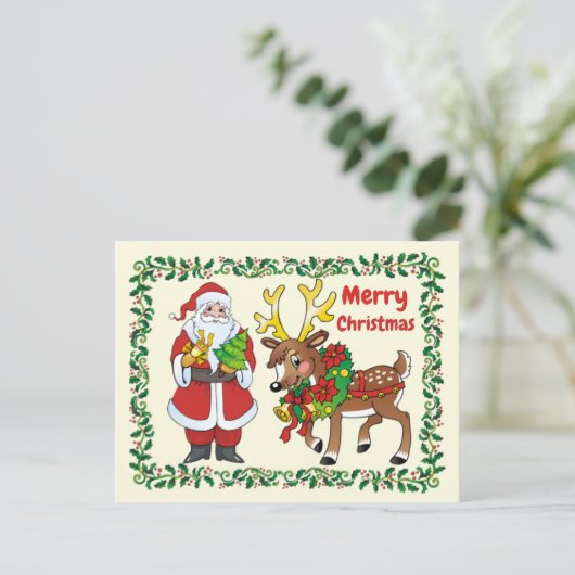 Sinterman en zijn rendier briefkaart (Staand voorkant)