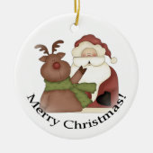 Sinterman en zijn rendier keramisch ornament (Voorkant)