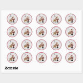 Sinterman en zijn rendier met Gingham Check Ronde Sticker (Vel)