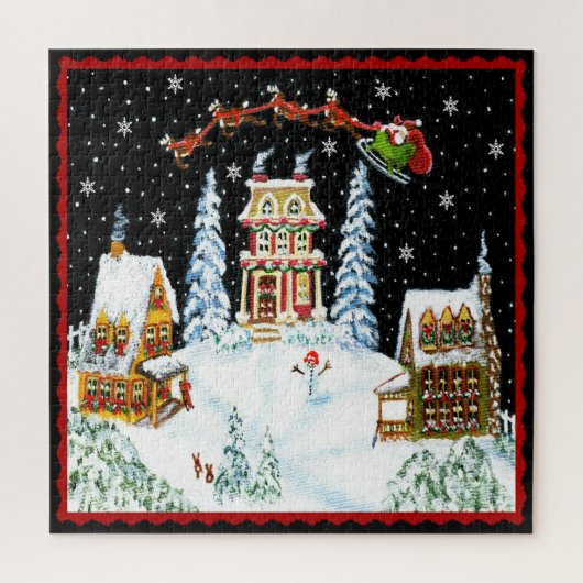 Sinterman en zijn rendierpuzzel legpuzzel (Verticaal)