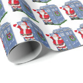 Sinterman in de telefooncel van de politie cadeaupapier (Rol Hoek)