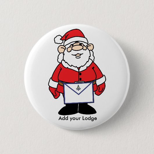 Sinterman met zijn Masonic Apron Ronde Button 5,7 Cm (Voorkant)