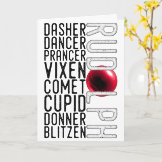 Sinterrendiernamen, Rudolph, Kinder Kerstmis Kaart (Gele Bloem)