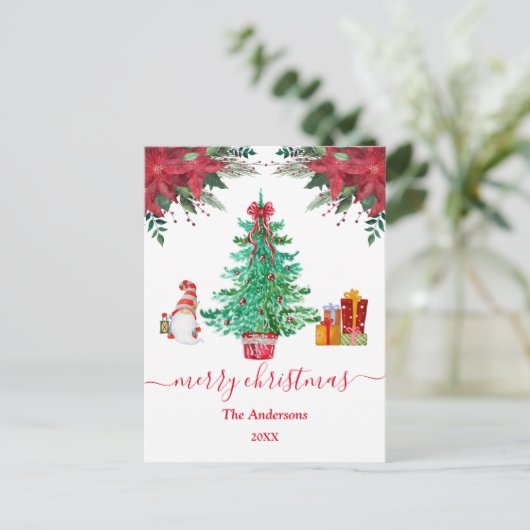Sinterrood Briefkaart met een prettige kerstboom (Staand voorkant)