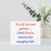 Sinters Naughty List Feestdagenkaart (Staand voorkant)