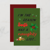 Sinters Naughty List Informatiekaartje (Voorkant / Achterkant)