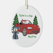 Sinters Sleigh-Red Keramisch Ornament (Rechts)