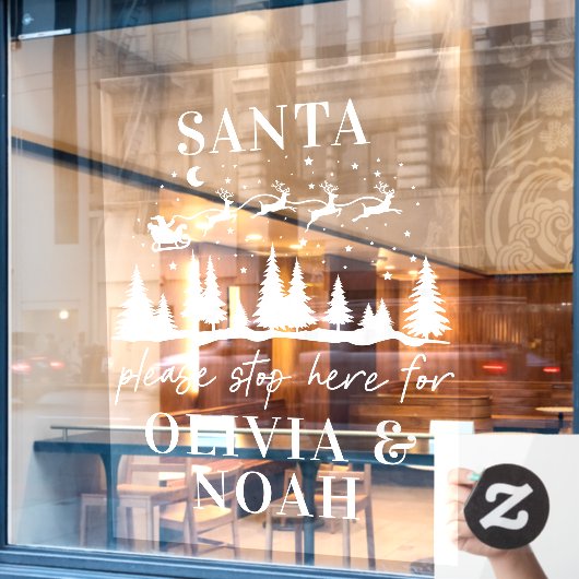 Sinterstop hier gepersonaliseerd kerstmodern Wind Raamsticker (Cafe Raam)