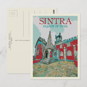 Sintra Paleis van Pena illustratie, Portugal Briefkaart