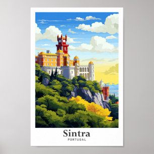 Sintra Portugal Art Vintage Travel Illustratie Poster